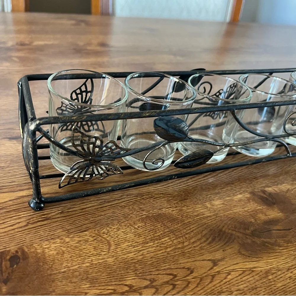 Beautiful Black Metal Butterfly Tea Light Holder